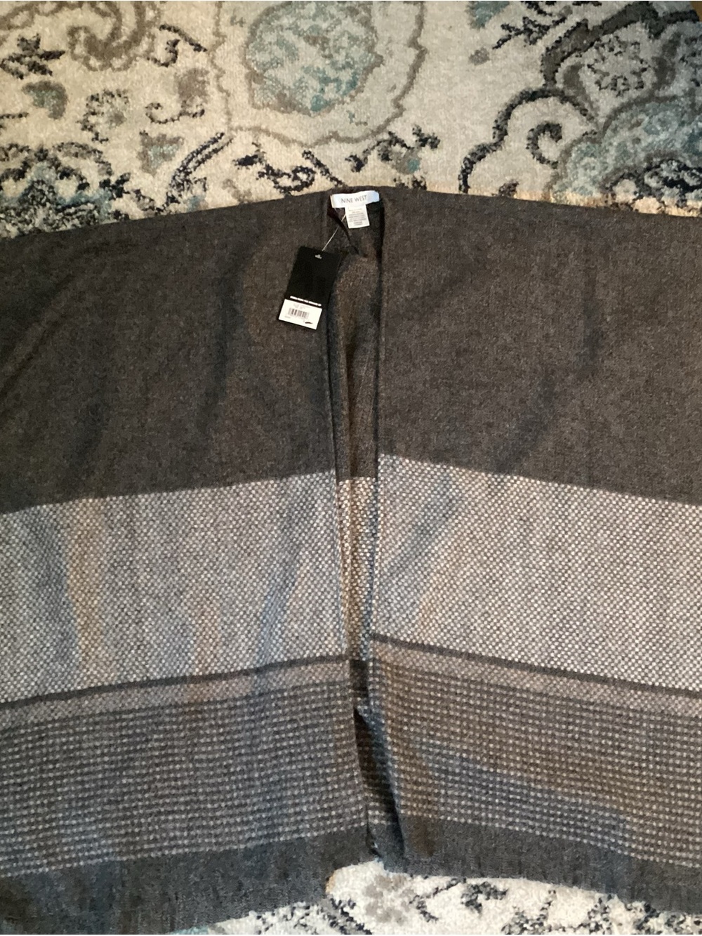 Nine West Gray & Charcoal Open-Front Knit Poncho - Picture 4 of 4